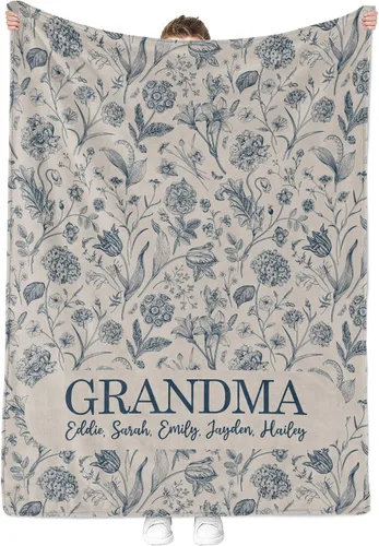 Miniatura 15 de Personalized Grandma Blanket, Gifts for Grandmother from Grand Kids, Name Blankets for Mimi, Gigi, Nana (Grandma 01)
