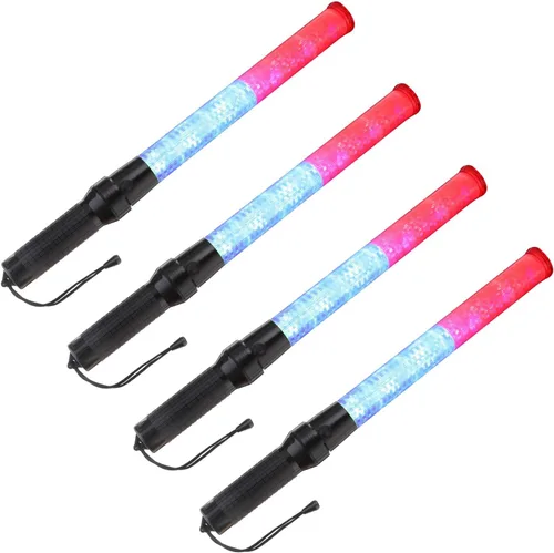 Miniatura 9 de PATIKIL Varitas de tráfico de 21 pulgadas, 4 unidades de 2 modos intermitentes LED, luz de advertencia LED, controlador de señal policial, lámpara