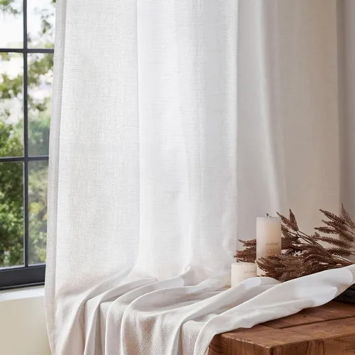 Miniatura 103 de JINCHAN Cortinas de mezcla de lino de 84 pulgadas de largo, 2 paneles para dormitorio y sala de estar, cortinas de campo con filtro de luz de 50