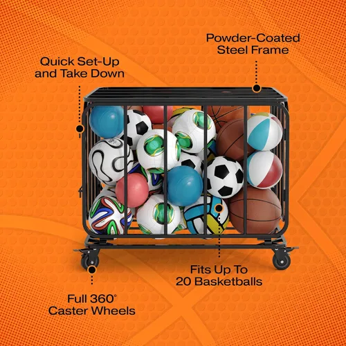 Miniatura 3 de Houseables Sports Ball Storage & Display Solutions – Basketball, Football, Soccer & Volleyball Organizer, Ball Holder, Display Stand, Rolling