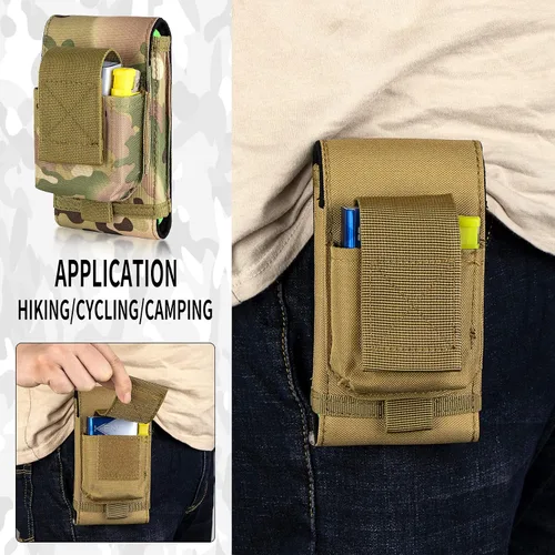 Miniatura 7 de Funda táctica Molle para teléfono, bolsa compacta para cinturón de cintura con funda para cigarrillos para iPhone 17 Pro Max/16 Pro Max/15 Pro