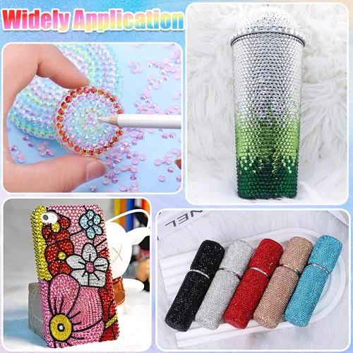 Miniatura 3 de FULZTEY Kit de diamantes de imitación de resina para deslumbrar 24 colores, gemas de uñas de parte trasera plana de 0.118 pulgadas (0.118 in), gema