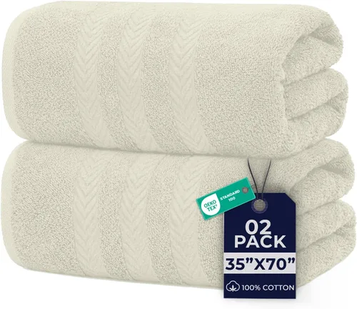 DAN RIVER Paquete de 2 sábanas de baño de lujo 35x70, 600 g/m², toallas de 100% algodón hilado en anillo suaves y de secado rápido, ideales para