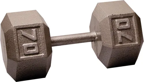 Miniatura 18 de Body-Solid Mancuerna hexagonal de hierro fundido, pesas de mano para hombres y mujeres, mancuernas de peso para entrenamiento de fuerza, culturismo