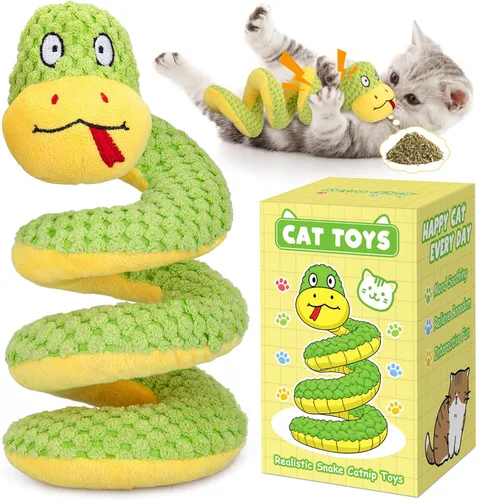 Miniatura 8 de Retro Shaw Juguetes para Gatos, Juguete de Gato Serpiente Crujiente de 14 Pulgadas con Hierba Gatera y Silvervine - Juguete Interactivo