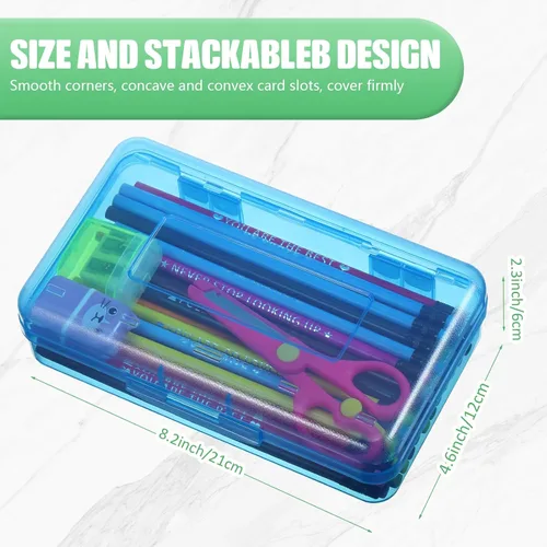 Miniatura 2 de Fainne 24 unidades de cajas de lápices para la escuela, caja de lápices de plástico transparente grande, caja de crayones de plástico a granel