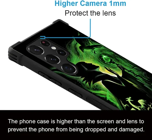 Miniatura 5 de CARLOCA Funda compatible con Samsung Galaxy S22 Ultra, diseño de dama mágica verde, ultra protección, a prueba de golpes, de silicona suave, TPU
