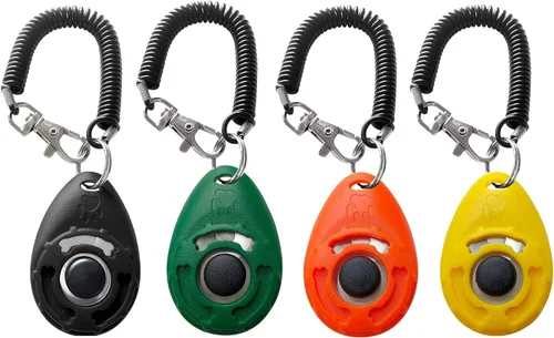 Clicker de entrenamiento para mascotas con correa de muñeca - Clickers de entrenamiento de perros 4 colores