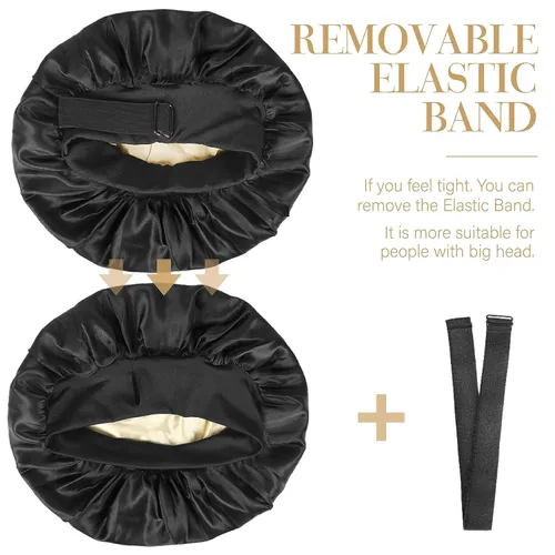 Miniatura 2 de Gorro de seda para dormir, gorro de satén de doble capa, ajustable, para mujeres negras, gorro de dormir reversible para sombreros de cabello rizado