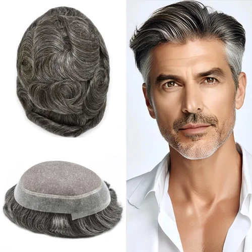 Miniatura 49 de Toupee For Men Hair Piece Fine Mono Hair System For Men Human Hair Mens Toupee Hair Piece For Men Hair Replacement Protesis Capilar 8x10 Medium