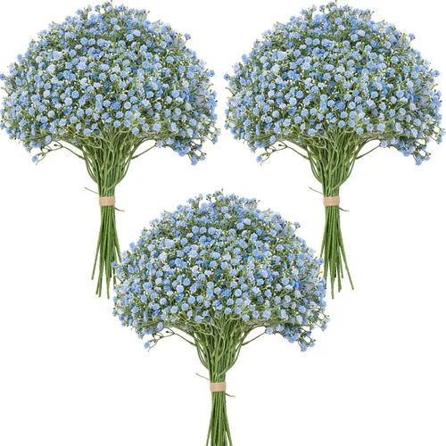 Serwalin 33 flores artificiales de aliento de bebé, flores falsas azules de tacto real para ramos de boda, centros de mesa, gypsophila sintética,