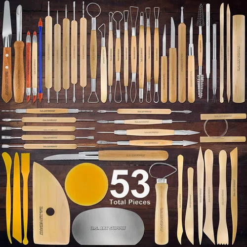 Miniatura 2 de U.S. Art Supply Juego de herramientas de cerámica y arcilla (53 piezas) - Incluye herramientas de cerámica, estuche de lona para esculpir, cerámica