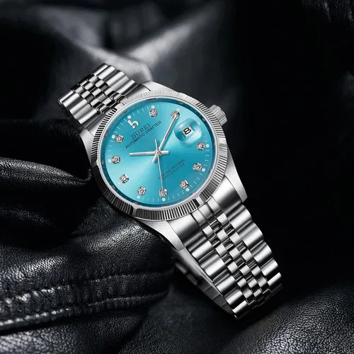 Miniatura 2 de BUREI Relojes automáticos de lujo de acero inoxidable para hombre, relojes impermeables para hombres, regalos para hombres