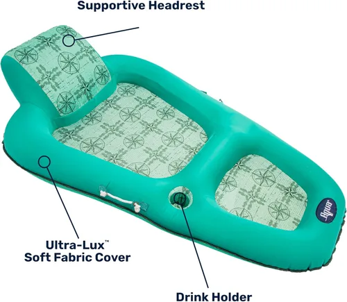 Miniatura 6 de Aqua Luxury Water Pool Lounge – Extra Large – Inflatable Pool Floats for Adults with Headrest, Backrest, Footrest & Cupholder – Multiple