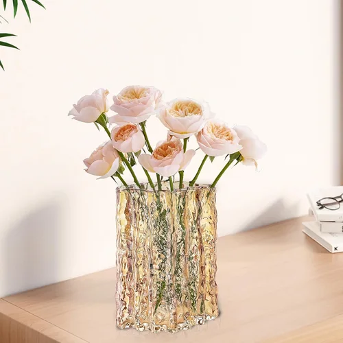Miniatura 3 de Aoderun Jarrón de cristal de cristal resistente para mesa de comedor, cocina, oficina, hogar, estante, boda, sala de estar, centros de mesa (ámbar)