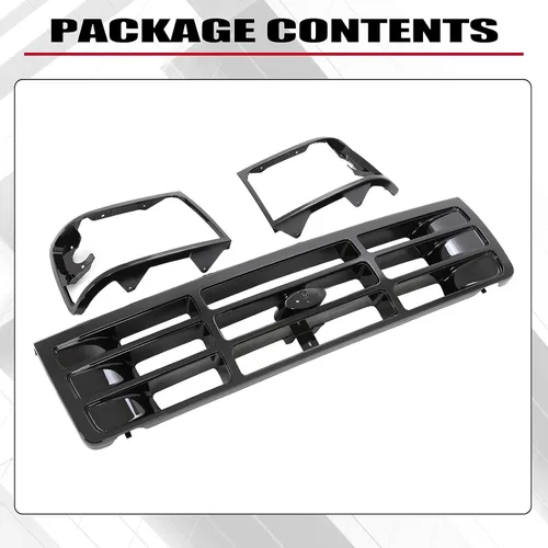 Miniatura 7 de HECASA Parrilla delantera y moldura de faro compatible con Ford Bronco F-150 F-250 HD F-350 1992-1997 Reemplazo para FO1200172 FO2512131 FO2513135