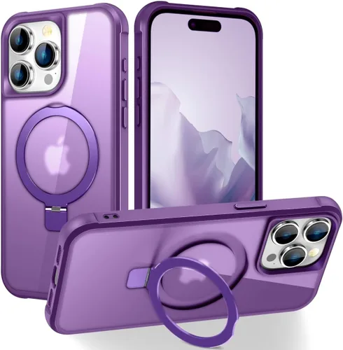 Miniatura 189 de CHAOFEnG Funda magnética compatible con iPhone 11 con soporte, prueba de caídas de grado militar, compatible con imán, anillo translúcido, parte