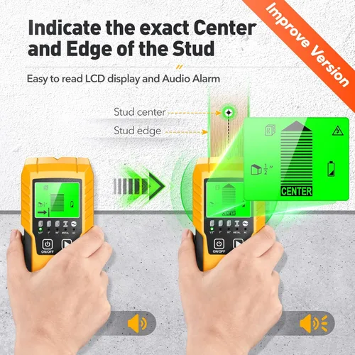 Miniatura 3 de Detector de pernos Sensor de pared Escáner de pared - Detector de pernos 5 en 1 con sensor electrónico, escáner de pared con pantalla LCD