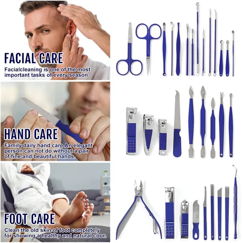 Miniatura 2 de Juego de manicura y pedicura para mujer, juego de cortaúñas 32 en 1, herramientas profesionales de cuidado de uñas, incluye cuidado facial, uñas