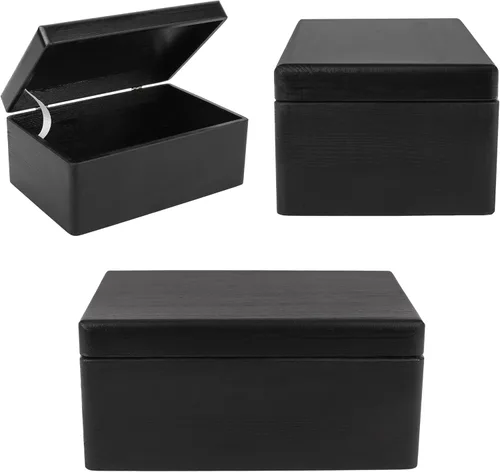 Miniatura 5 de Creative Deco Caja Grande de Madera Negra para Almacenamiento con Tapa con Bisagras 11.8 x 7.87 x 5.51 pulgadas (+-0.5) Caja de Regalo para Negro