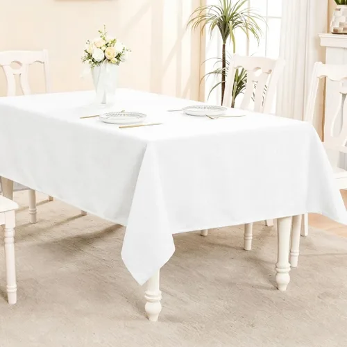 Miniatura 159 de Mantel para mesa rectangular de 55x71 pulgadas, de lino sintético, resistente a las arrugas e impermeable, color beige, para cocina, comedor