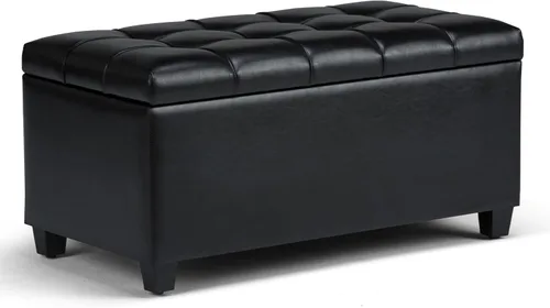 Miniatura 19 de SIMPLIHOME Sienna - Banco otomano de almacenamiento, 33 pulgadas de ancho, tapizado de tela con aspecto de lino, banco otomano rectangular