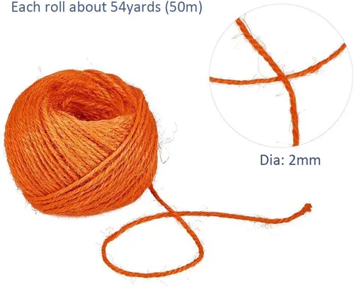 Miniatura 4 de Cuerda de yute verde de 54 yardas/rollo de 0.079 pulgadas, cuerda de cáñamo, cuerda gruesa fuerte, envoltura de cuerda gruesa, boda, manualidades