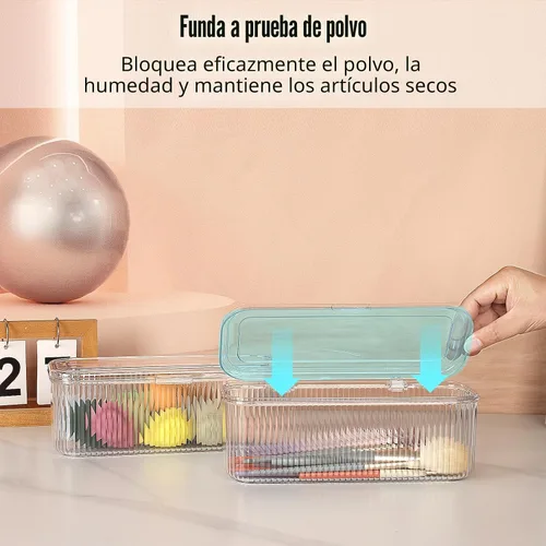 Miniatura 4 de JessLab Organizador de Brochas de Maquillaje, Organizador de Esponjas de Maquillaje Transparente, Estuche de Almacenamiento de Cosméticos con Tapa