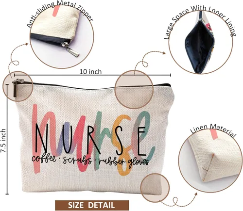 Miniatura 5 de Bolsas de maquillaje para enfermeras - Bolsas de cosméticos con cremallera para mujeres y estudiantes de enfermería
