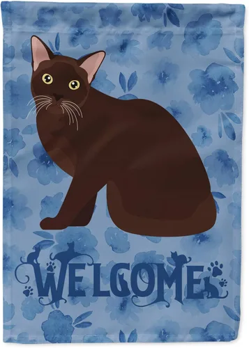 Miniatura 72 de Caroline's Treasures CK5047CHF Ojos Azules - Bandera de bienvenida con diseño de gato para casa de porche, grande, para colgar en la pared