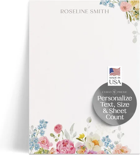 Miniatura 15 de Bloc de notas de papelería personalizado para mujer, bloc de notas personalizado con nombre, flores azul marino con fuente de guión, bloc de notas
