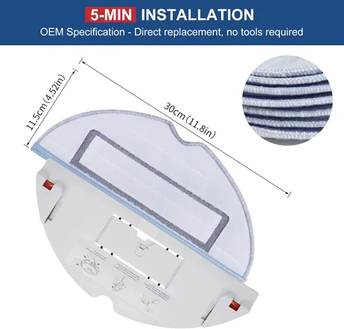 Miniatura 7 de 4 almohadillas de repuesto para aspiradora Roborock T7S T7S Plus S7/S7MaxV, S7 MaxV Plus, paño reutilizable para pisos duros, repuesto húmedo