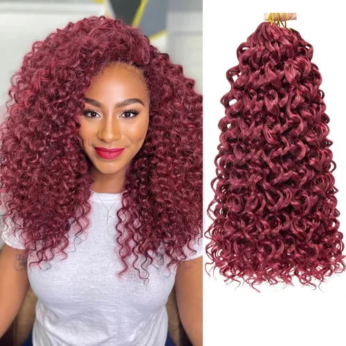 Miniatura 8 de GoGo Curl Crochet Hair 18 pulgadas onda de agua pelo sintético bohemio ganchillo trenzado jengibre onda profunda extensiones de cabello trenzado