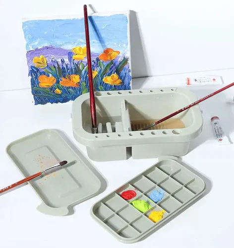 Miniatura 4 de Limpiador de pinceles de pintura multifunción, soporte para lavadora y organizadores con paleta para acrílico, acuarela y pinturas a base de agua