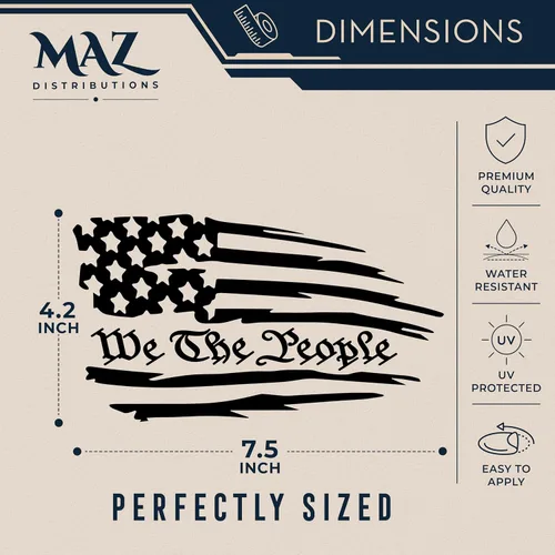 Miniatura 2 de MAZ Distributions – Pegatina "We The People" – Vinilo adhesivo para autocaravanas para portátil – Pegatina impermeable extraíble para botella