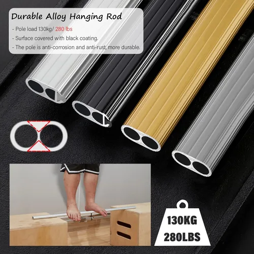 Miniatura 3 de LSMKKA Barra para colgar ropa para armario, barra ovalada para colgar ropa de 24 pulgadas, 36 pulgadas, 40, 60, 72 pulgadas, postes montados