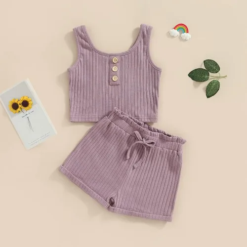 Miniatura 2 de Ropa de verano para niña pequeña, con estampado de margaritas, sin mangas, con volantes, pantalones cortos