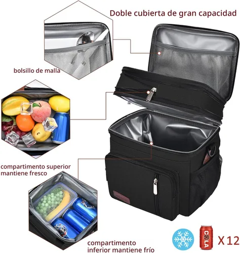 Miniatura 6 de MIYCOO – Bolsa de almuerzo y lonchera para hombres y mujeres, bolsa de almuerzo doble con aislamiento a prueba de fugas, suave y grande, lonchera