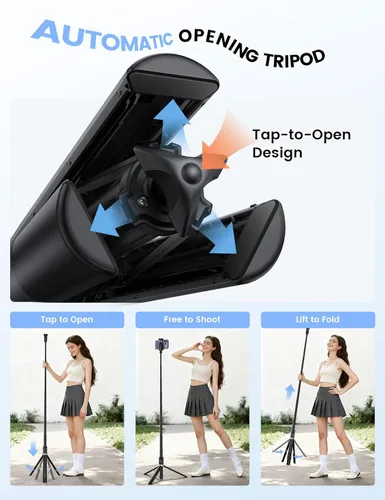 Miniatura 2 de Lamicall [Un tirador de cierre] Trípode de teléfono para iPhone, trípode de 65 pulgadas con control remoto y zapata fría, soporte de teléfono