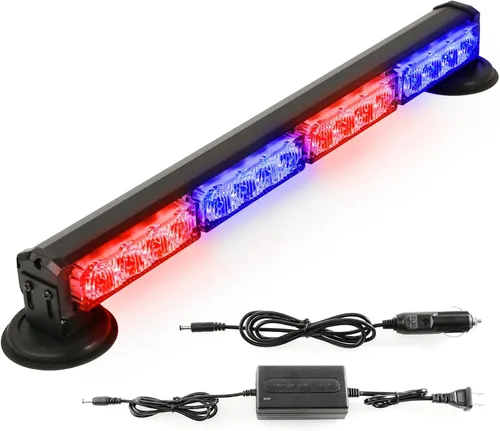 Miniatura 9 de Barra de luces estroboscópicas de emergencia alimentada por batería de 14 pulgadas para camión, vehículo, remolque, recargable, para carretera