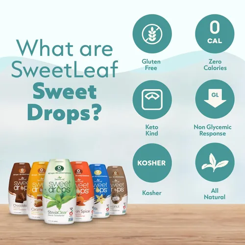 Miniatura 7 de SweetLeaf Sweet Drops - Edulcorante líquido de stevia saborizado, extracto de stevia, cero calorías, sin gluten, apto para dieta cetogénica, sin