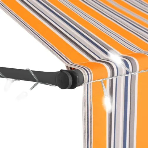 Miniatura 4 de vidaXL Toldo retráctil manual con luces LED, 59.1" - Amarillo y azul