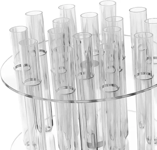 Miniatura 3 de Fenteer Jarrón de tubo de ensayo hidropónico, soporte hidropónico para plantas, florero transparente con 16 tubos de ensayo, florero artístico