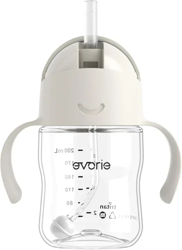 Miniatura 29 de Evorie Tritan - Vaso para beber con popote con peso con asas para bebés y niños pequeños, botella de agua a prueba de derrames con popote para 6