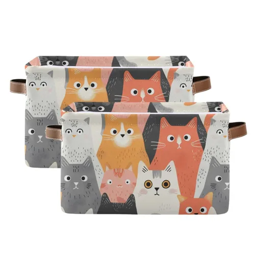Miniatura 23 de Emelivor ABC - Contenedor de almacenamiento plegable con asa rectangular impermeable ABC Dinosaurios cesta para almacenamiento cubo organizador