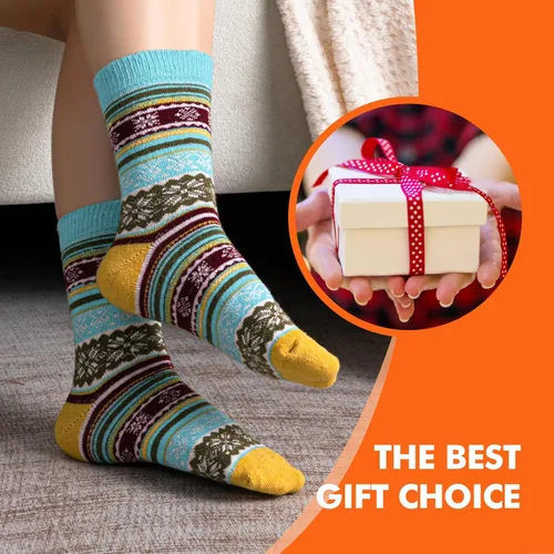 Miniatura 8 de Nimalpal 5 pares de calcetines de lana Calcetines de lana para mujeres y hombres, calcetines de botas suaves calcetines de invierno para senderismo