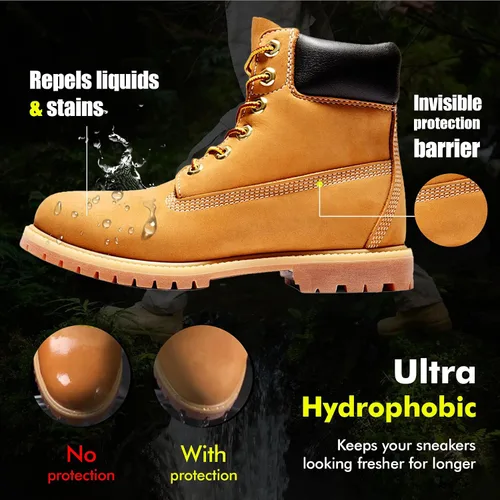 Miniatura 3 de Spray Protector de Zapatos: Spray Impermeable para Manchas de Lluvia y Suciedad, Protección Nano para Zapatillas, Gamuza, Cuero, Botas, Sombrero
