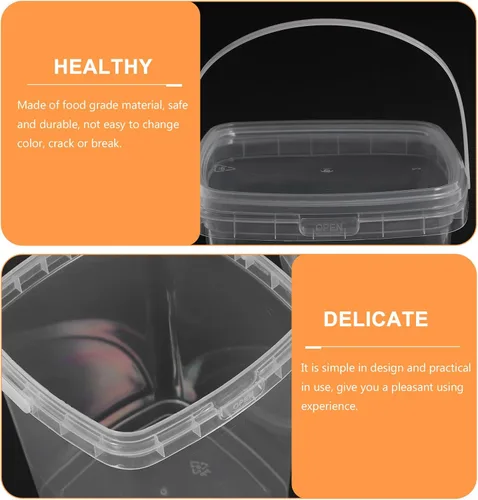 Miniatura 3 de Mipcase Cubos cuadrados transparentes de 4.72 pulgadas de grado alimenticio con tapa y asa, paquete de 6 – Mini recipientes reutilizables