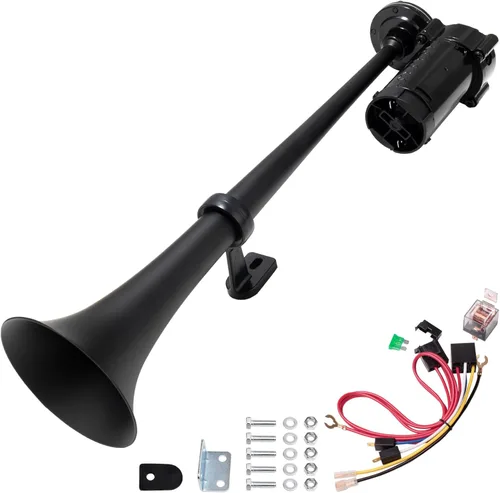 Miniatura 11 de FARBIN - Bocina de aire de 12 V/24 V, 150 dB, súper potente, bocina para automóvil, zinc cromado, bocina de aire de doble trompeta con compresor