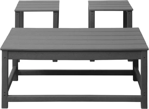 Miniatura 8 de WestinTrends Malibu - Juego de mesa auxiliar y café para silla Adirondack, 3 piezas, color gris